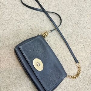 Navy coach crossbody bag with gold